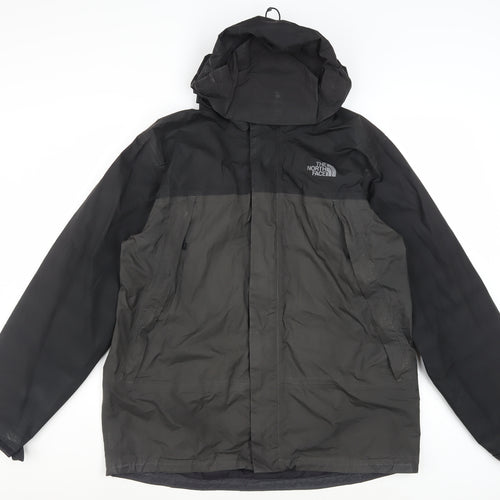The North Face Men's Black L Hooded Waterproof Rain Jacket