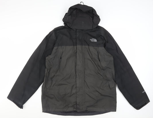 The North Face Men's Black L Hooded Waterproof Rain Jacket