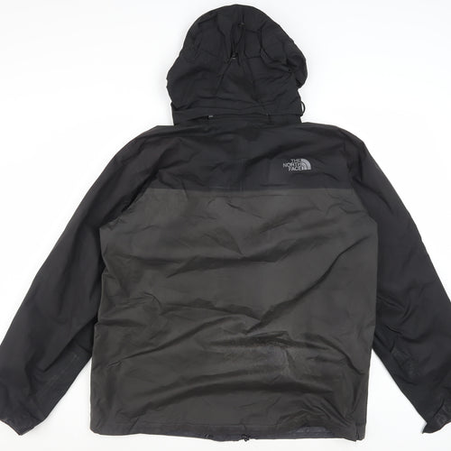 The North Face Men's Black L Hooded Waterproof Rain Jacket