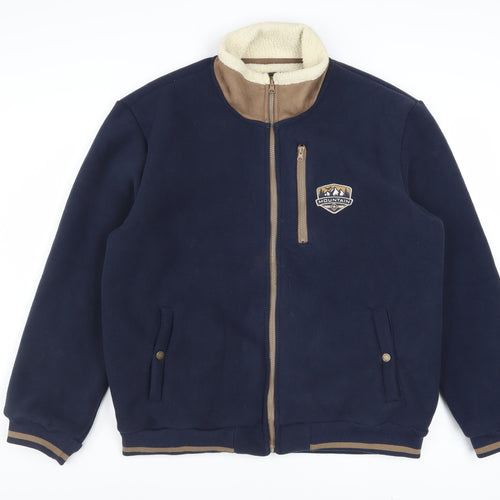 Atlas for Men Blue Fleece Lined Zip Up Jacket L Boys Casual