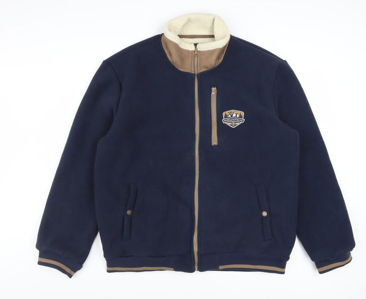 Atlas for Men Blue Fleece Lined Zip Up Jacket L Boys Casual
