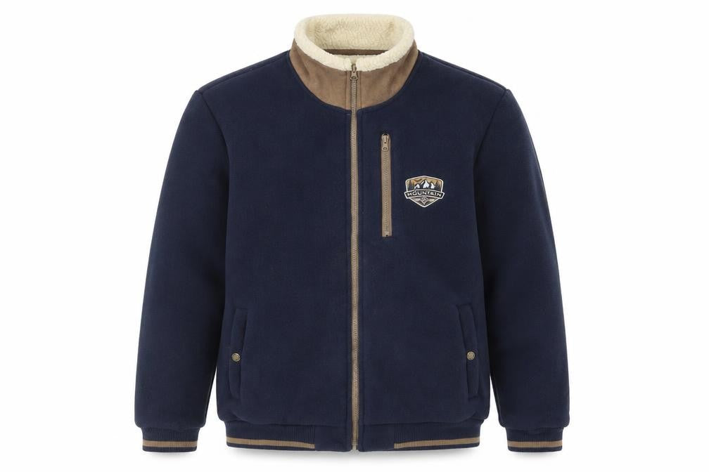 Atlas for Men Blue Fleece Lined Zip Up Jacket L Boys Casual