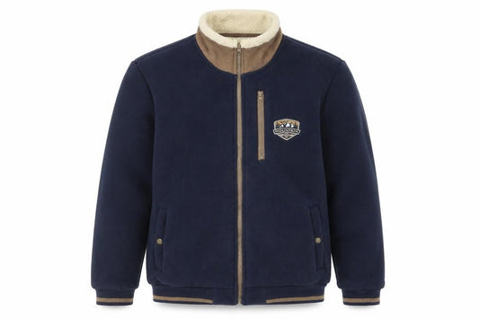 Front view of Atlas for Men Blue Fleece Lined Zip Up Jacket L boys’ casual