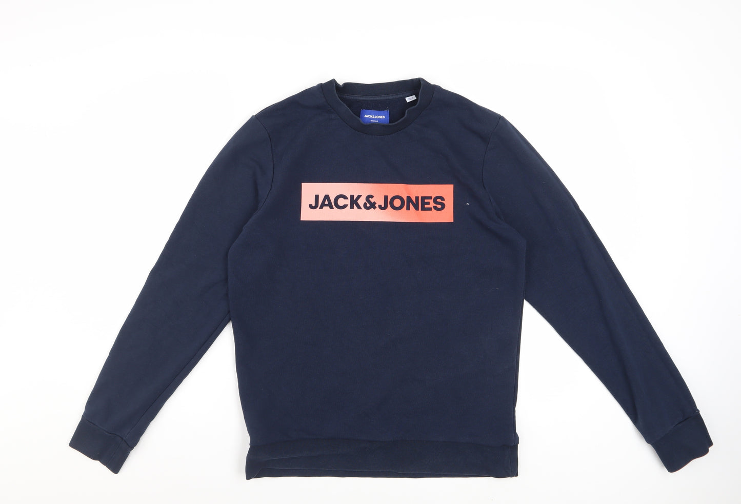Jack & Jones Mens Blue Pullover Sweatshirt Size S Crew Neck Logo
