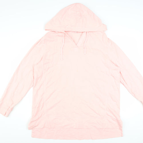 White Stuff Women Pink Long Sleeve Pullover Hoodie UK 18 Cotton