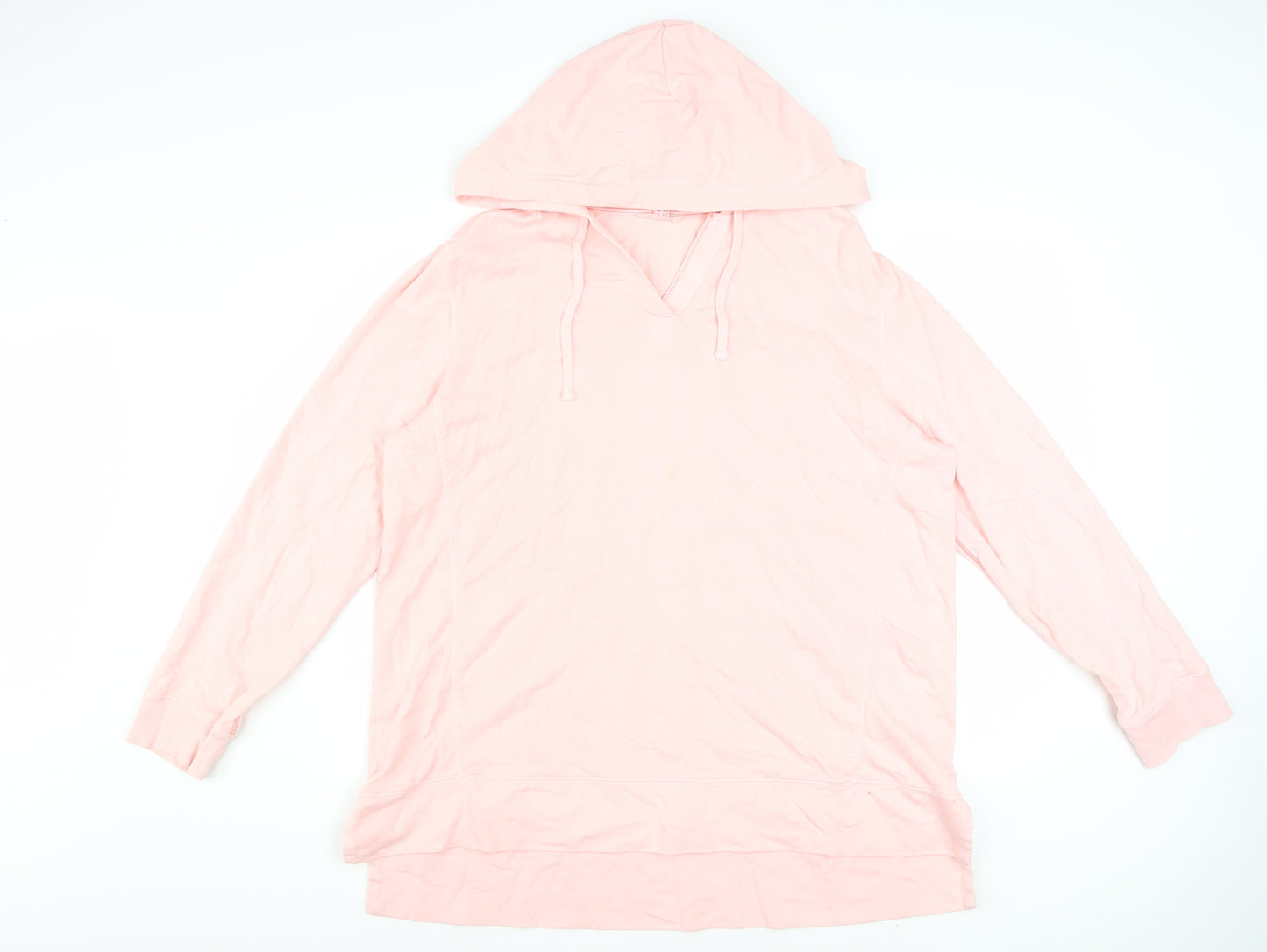White Stuff Women Pink Long Sleeve Pullover Hoodie UK 18 Cotton