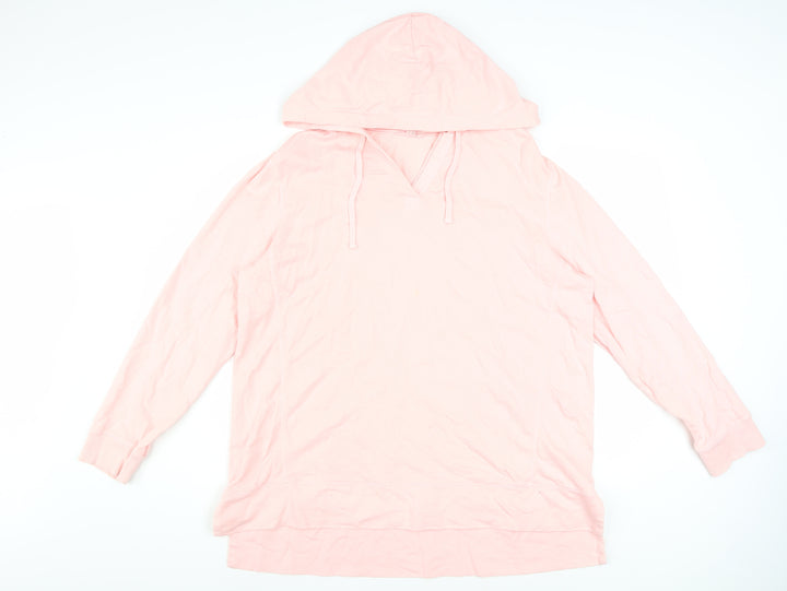 White Stuff Women Pink Long Sleeve Pullover Hoodie UK 18 Cotton