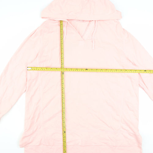 White Stuff Women Pink Long Sleeve Pullover Hoodie UK 18 Cotton