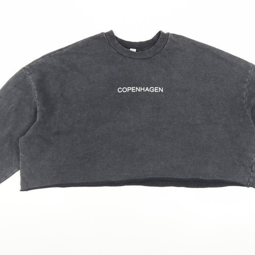 Topshop Women Charcoal Grey Crop Pullover Sweatshirt UK 8