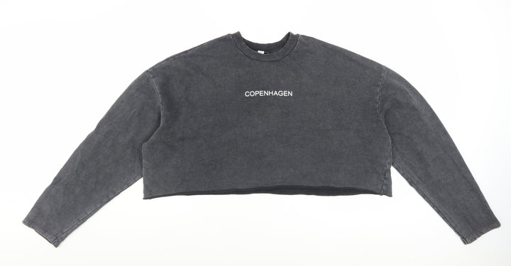 Topshop Women Charcoal Grey Crop Pullover Sweatshirt UK 8