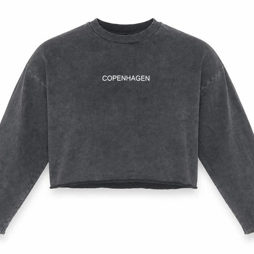 Topshop Women Charcoal Grey Crop Pullover Sweatshirt UK 8