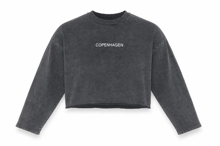 Topshop Women Charcoal Grey Crop Pullover Sweatshirt UK 8