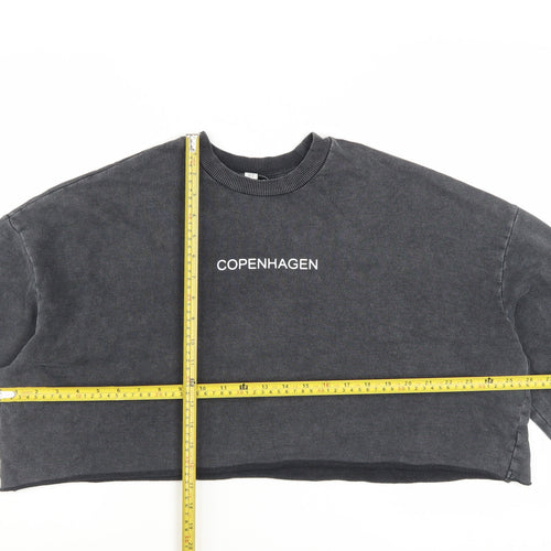 Topshop Women Charcoal Grey Crop Pullover Sweatshirt UK 8