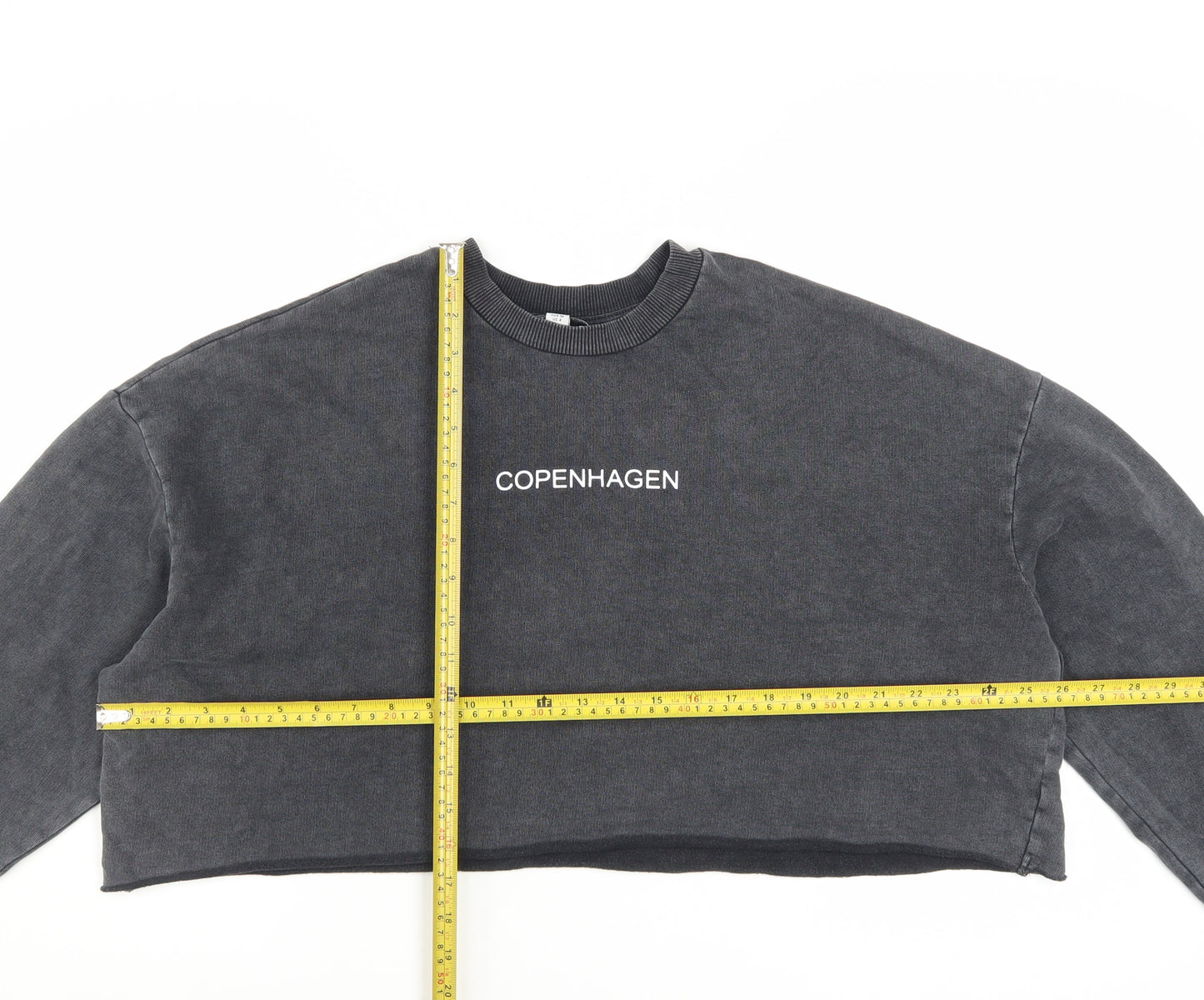 Topshop Women Charcoal Grey Crop Pullover Sweatshirt UK 8