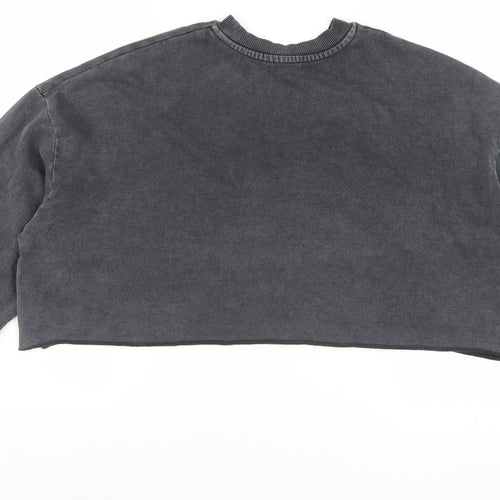 Topshop Women Charcoal Grey Crop Pullover Sweatshirt UK 8