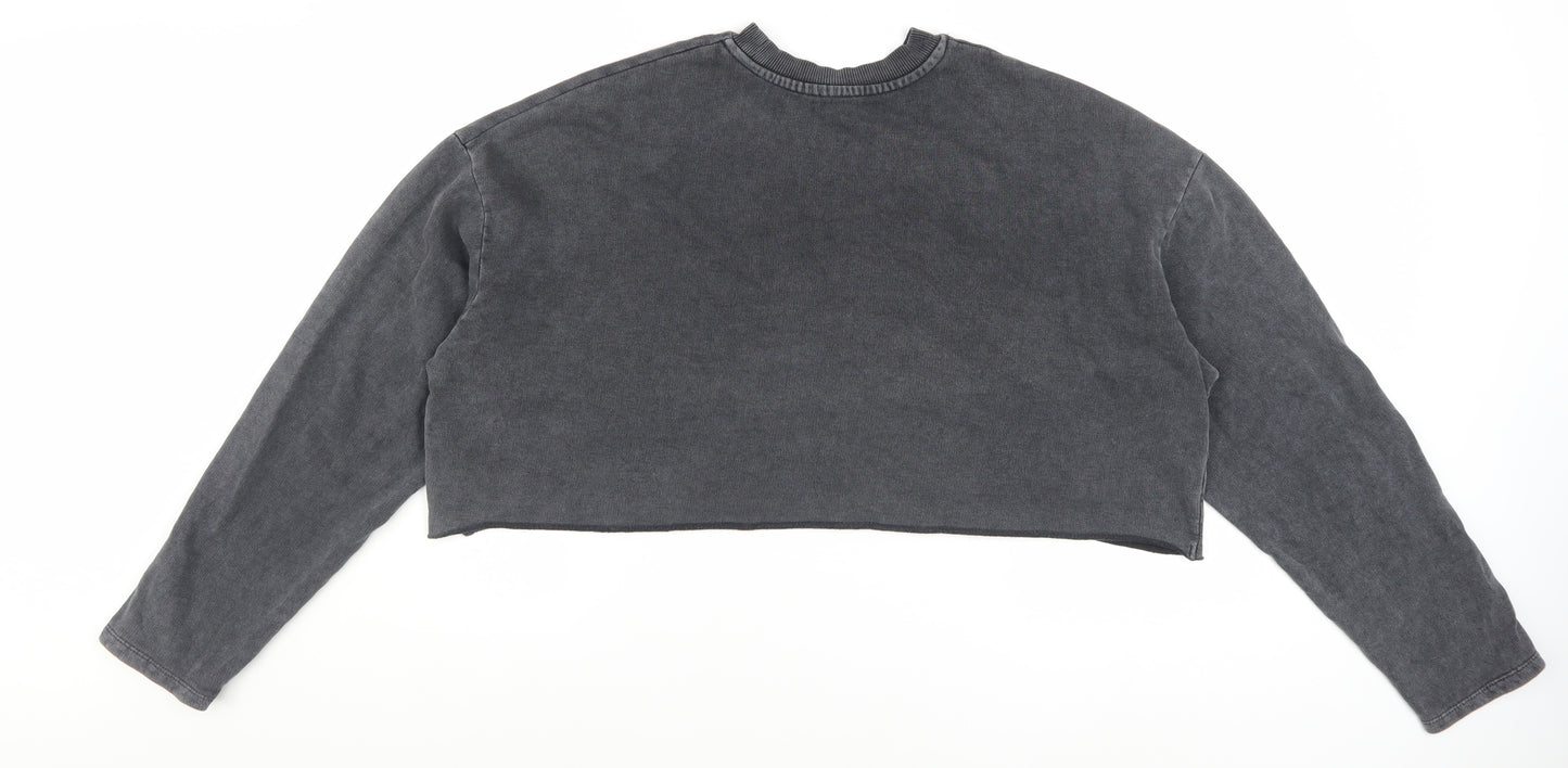 Topshop Women Charcoal Grey Crop Pullover Sweatshirt UK 8