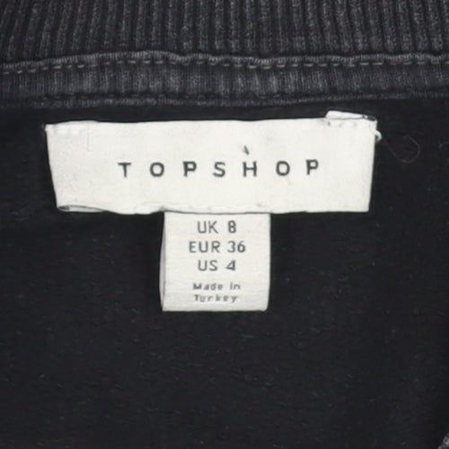 Topshop Women Charcoal Grey Crop Pullover Sweatshirt UK 8
