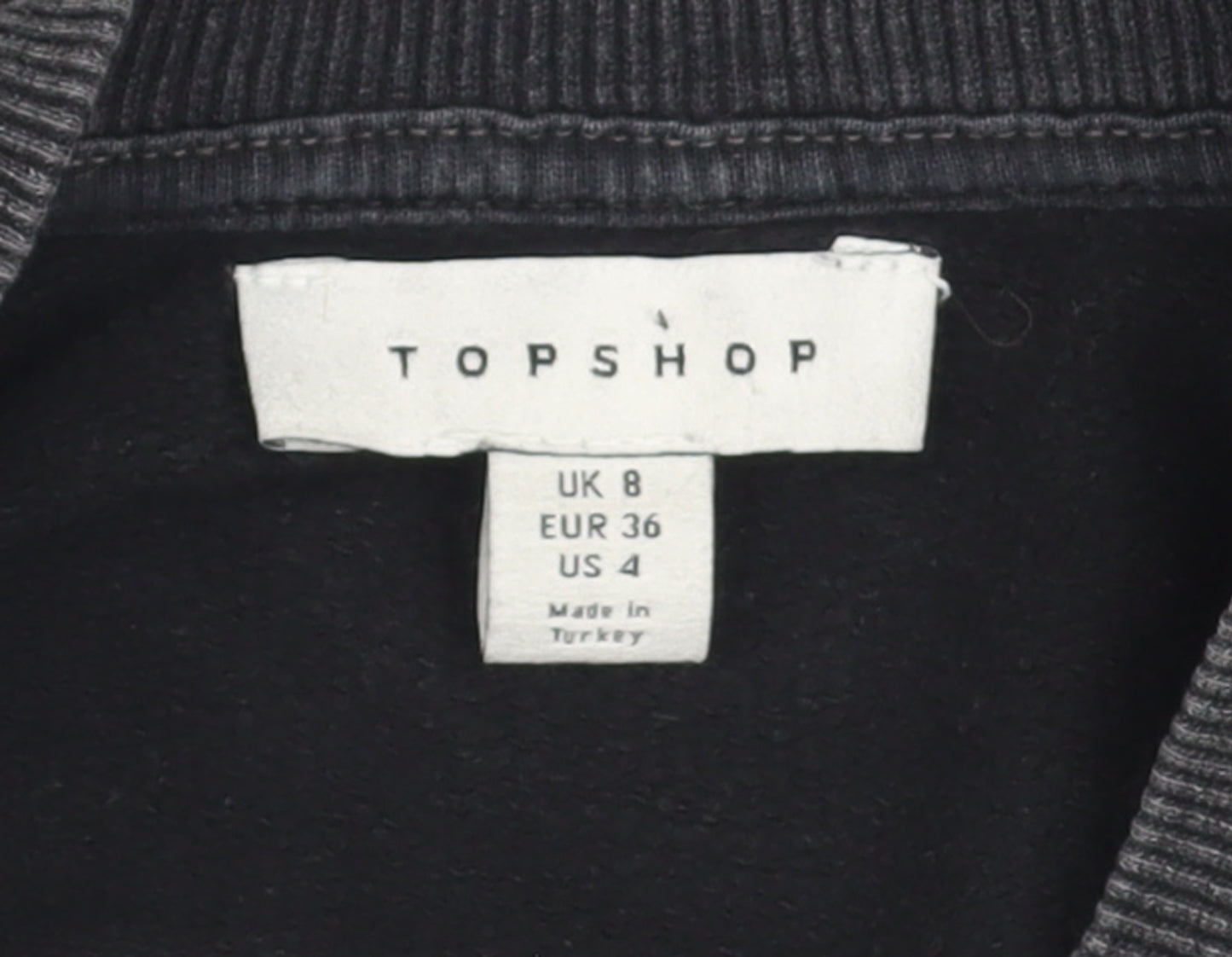 Topshop Women Charcoal Grey Crop Pullover Sweatshirt UK 8