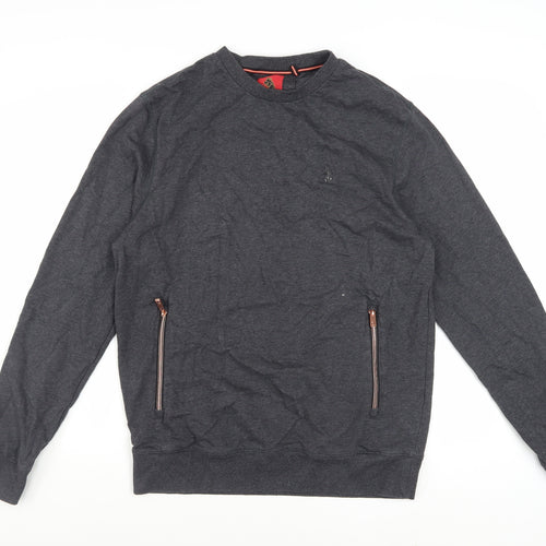 Luke Men's Grey Crew Neck Zip Pocket Sweatshirt Medium
