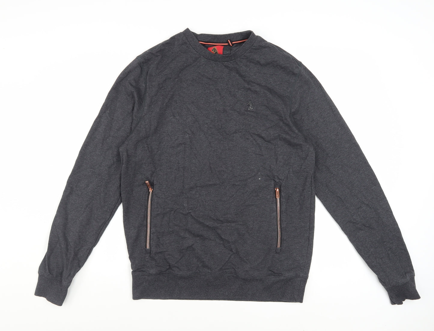 Luke Men's Grey Crew Neck Zip Pocket Sweatshirt Medium