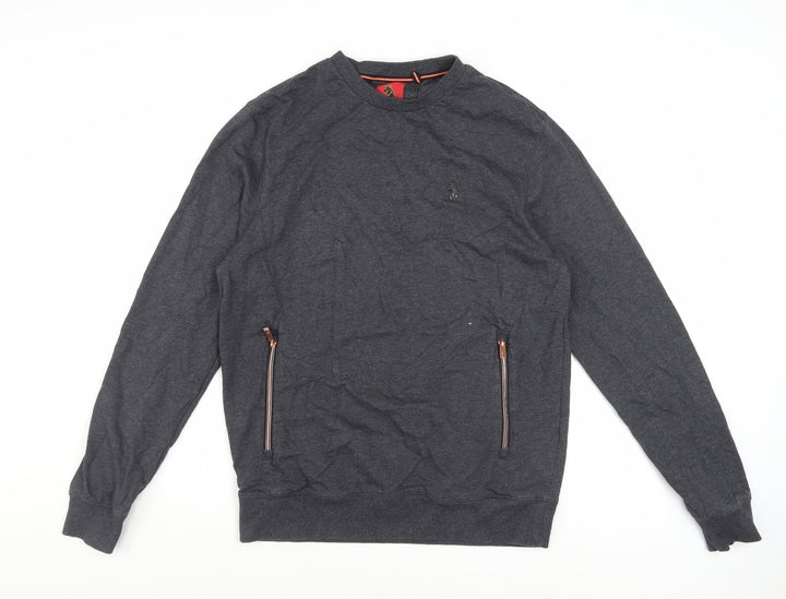 Luke Men's Grey Crew Neck Zip Pocket Sweatshirt Medium