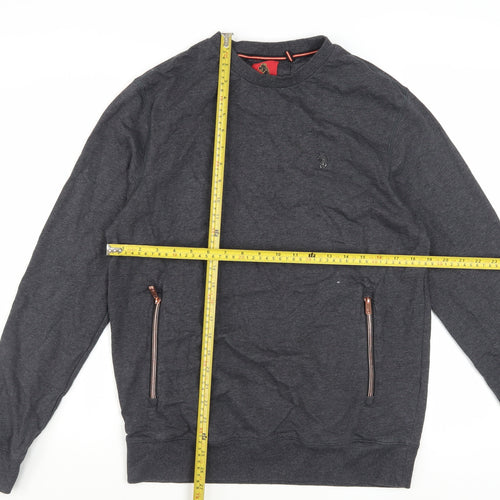 Luke Men's Grey Crew Neck Zip Pocket Sweatshirt Medium