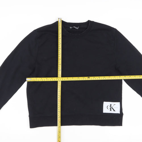 Calvin Klein Jeans Women Black Cotton Blend Pullover Sweatshirt M