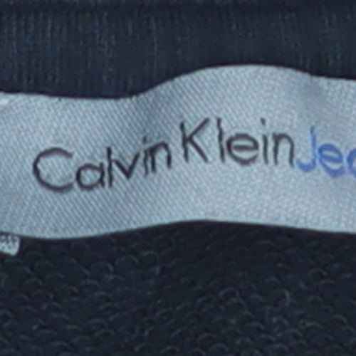Calvin Klein Jeans Women Black Cotton Blend Pullover Sweatshirt M