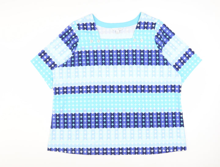 Sport Savvy Women’s Blue Striped Cotton Jersey Short Sleeve T-Shirt 2XL