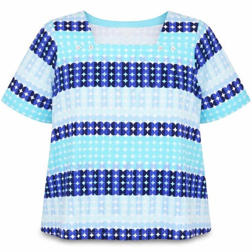 Sport Savvy Women’s Blue Striped Cotton Jersey Short Sleeve T-Shirt 2XL