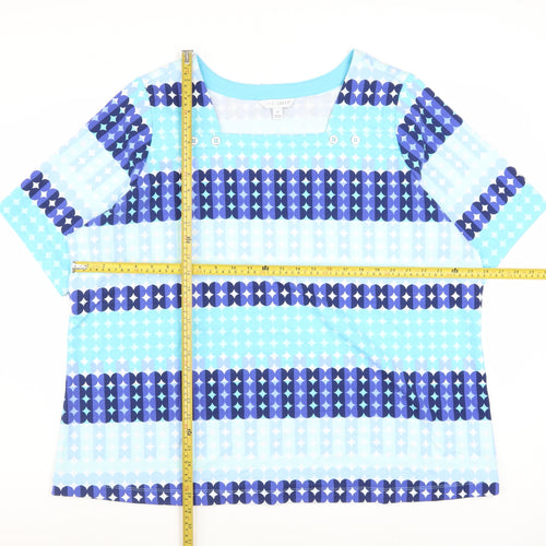 Sport Savvy Women’s Blue Striped Cotton Jersey Short Sleeve T-Shirt 2XL