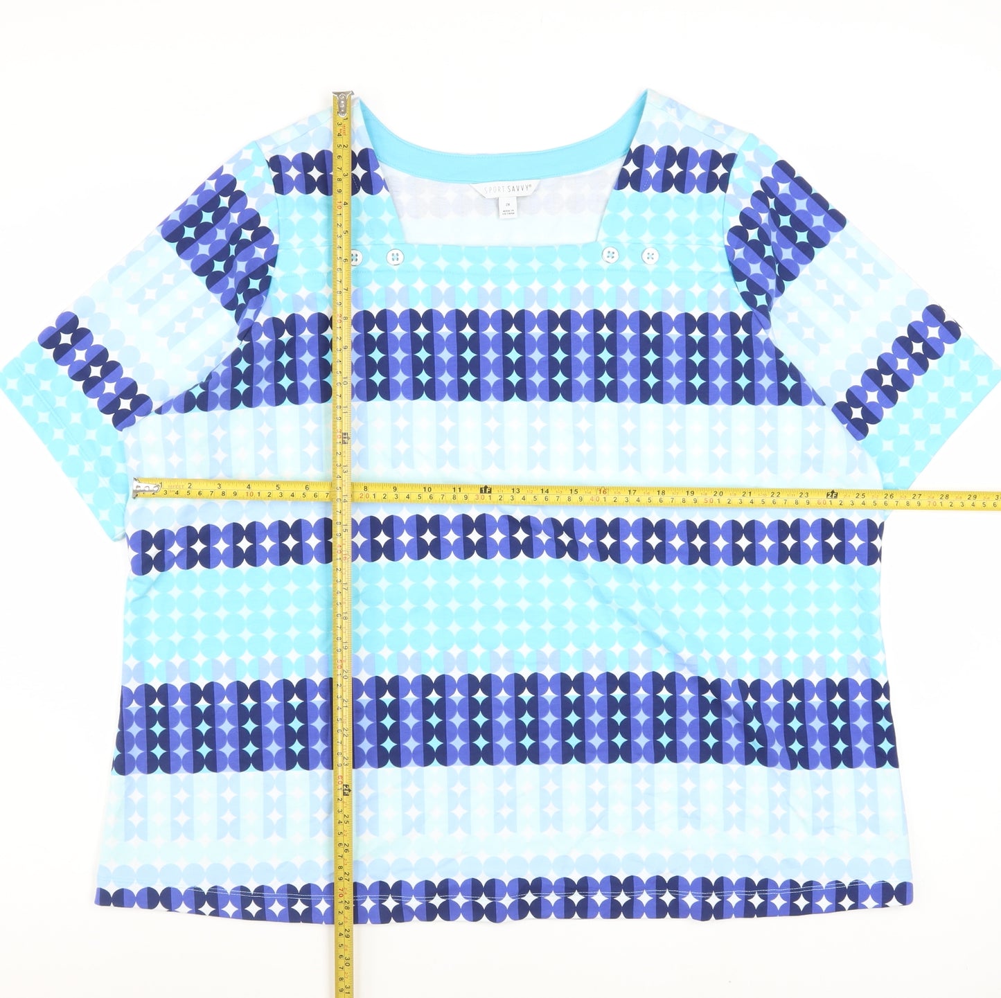 Sport Savvy Women’s Blue Striped Cotton Jersey Short Sleeve T-Shirt 2XL