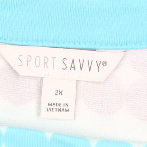 Sport Savvy Women’s Blue Striped Cotton Jersey Short Sleeve T-Shirt 2XL