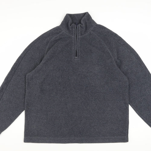 Next Men’s Grey 1/4 Zip Fleece Sweatshirt XL High Neck