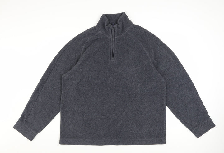 Next Men’s Grey 1/4 Zip Fleece Sweatshirt XL High Neck