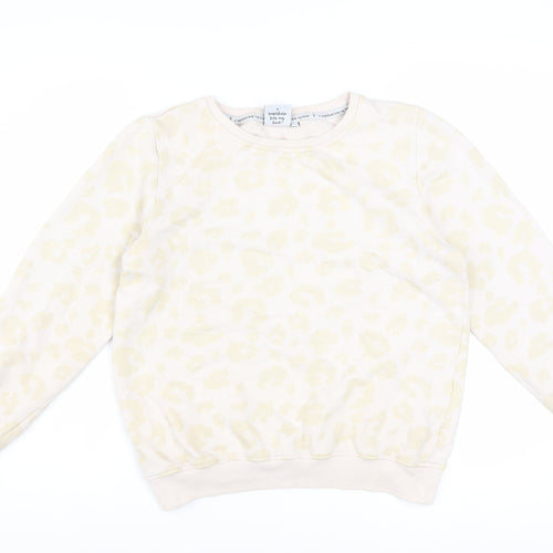 Scamp & Dude Women Beige Animal Print Pullover Sweatshirt Size S