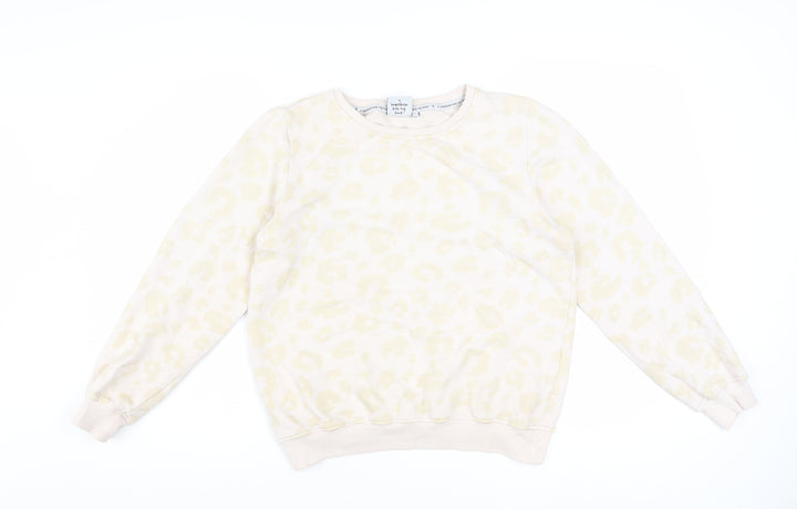Scamp & Dude Women Beige Animal Print Pullover Sweatshirt Size S