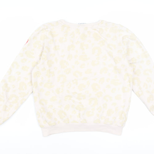 Scamp & Dude Women Beige Animal Print Pullover Sweatshirt Size S