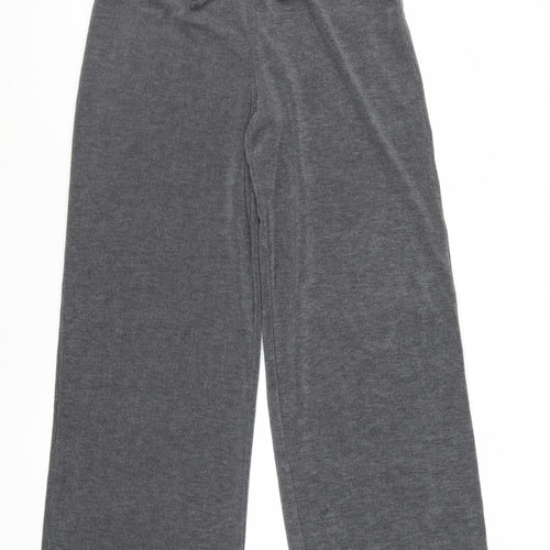 Urban Outfitters Women Grey Wide-Leg Trousers L Elastic Waist Soft Knit