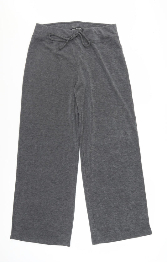 Urban Outfitters Women Grey Wide-Leg Trousers L Elastic Waist Soft Knit