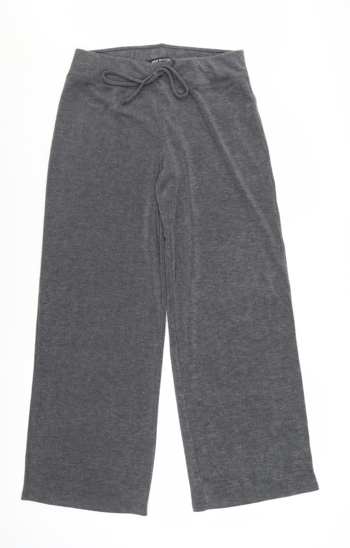 Urban Outfitters Women Grey Wide-Leg Trousers L Elastic Waist Soft Knit