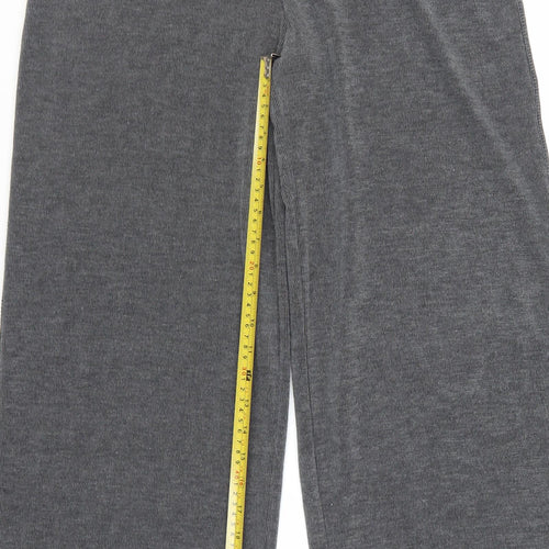Urban Outfitters Women Grey Wide-Leg Trousers L Elastic Waist Soft Knit
