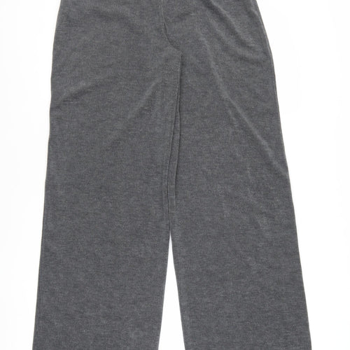 Urban Outfitters Women Grey Wide-Leg Trousers L Elastic Waist Soft Knit