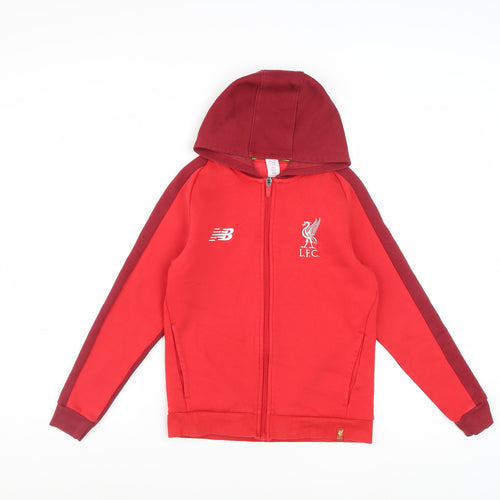 New Balance Boys Red Liverpool FC Full Zip Hoodie Size 9-10 Years