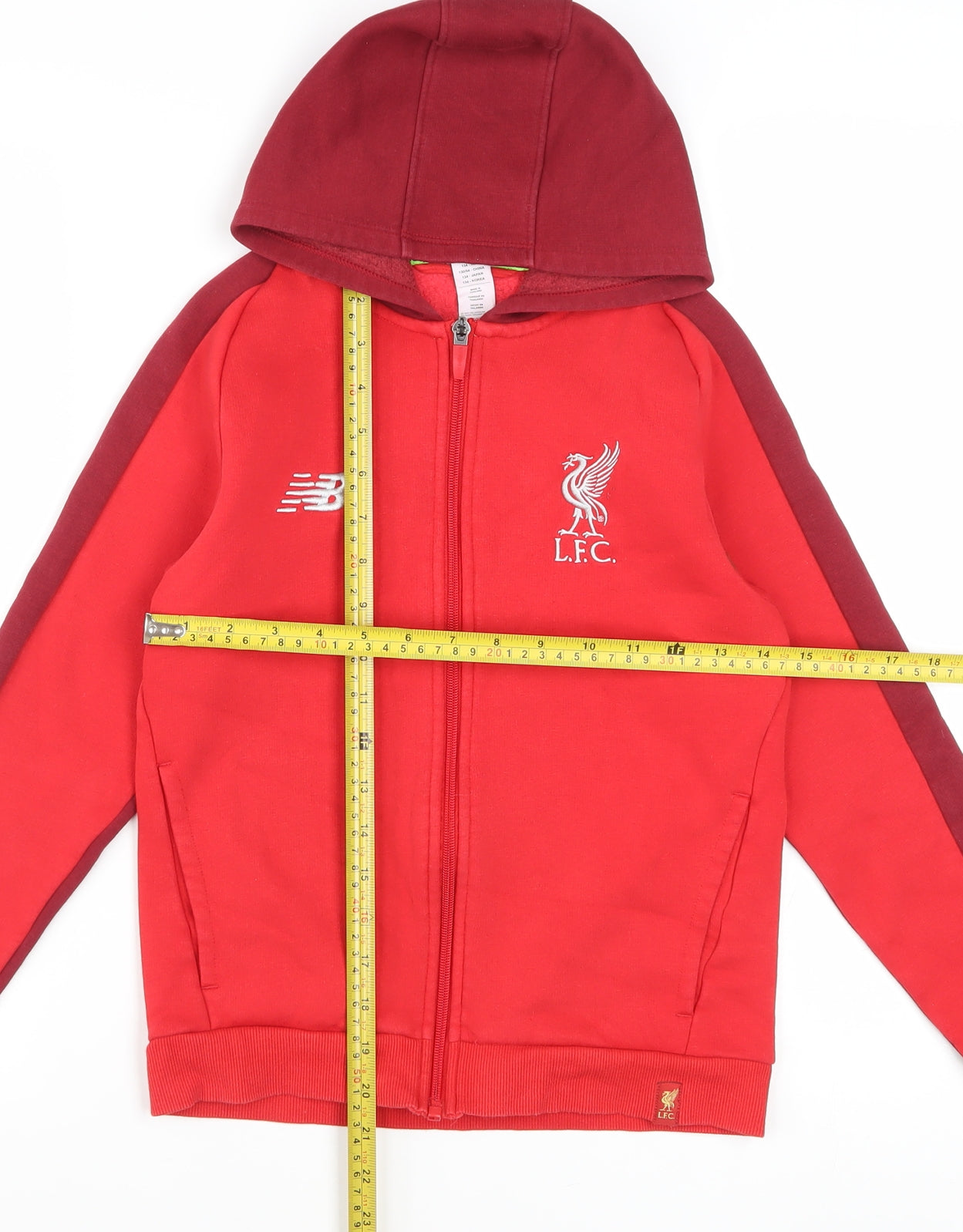 New Balance Boys Red Liverpool FC Full Zip Hoodie Size 9-10 Years