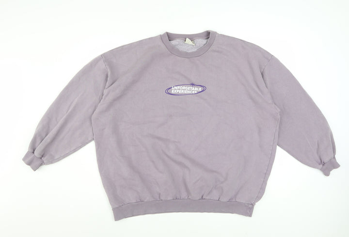 Pull&Bear Men's Purple Graphic Pullover Sweatshirt L Crew Neck