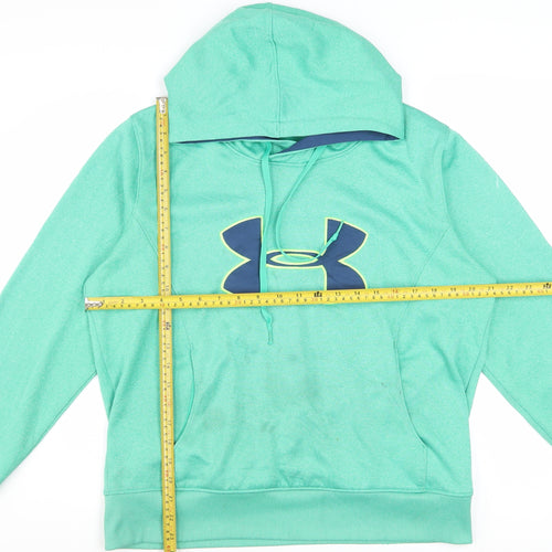 Under Armour Boys Green Pullover Hoodie Large ColdGear Logo Sweatshirt