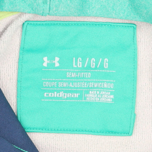 Under Armour Boys Green Pullover Hoodie Large ColdGear Logo Sweatshirt