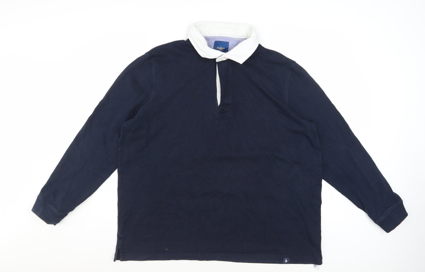Cotton Traders Men's Navy Long Sleeve Rugby Polo 2XL