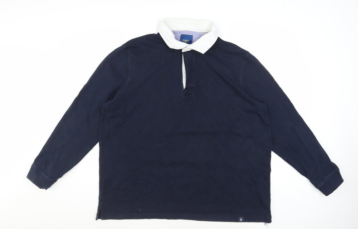 Cotton Traders Men's Navy Long Sleeve Rugby Polo 2XL